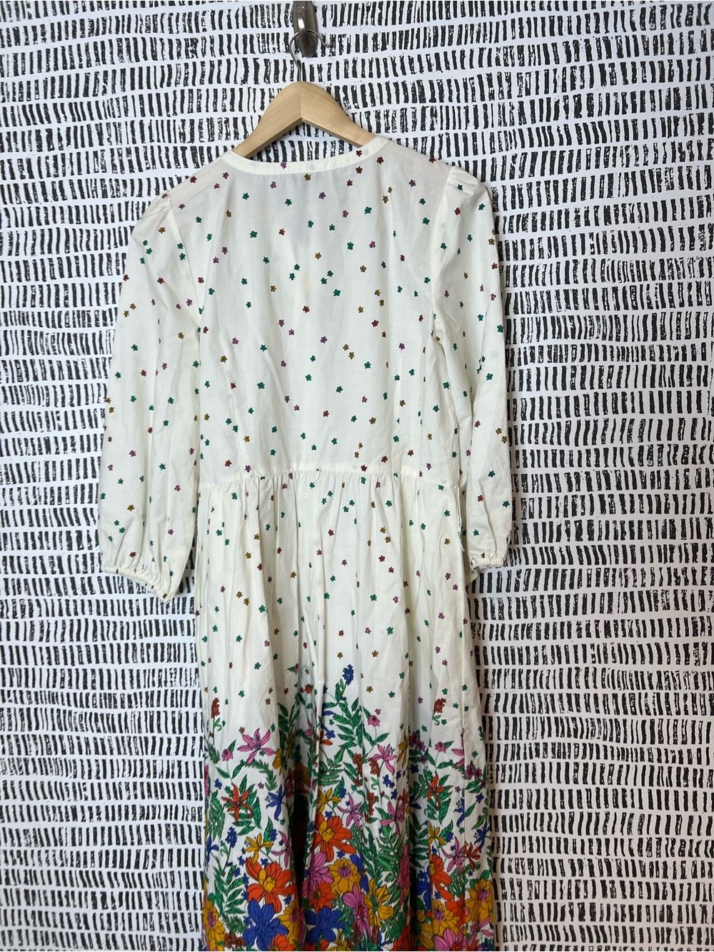 Talbots Floral Border Print Midi Dress White Cottagecore Tie Waist Dress - Picture 5 of 14
